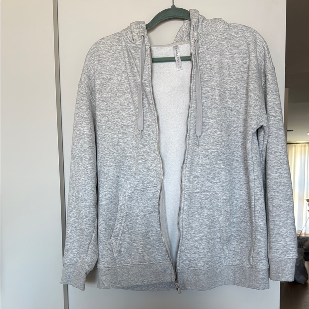 Fabletics Gray Zip-Up Oversized Hoodie
